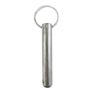 A metallic cylindrical keychain with a ring attached.